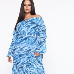 Blue Santorini Sunrise Maxi Dress - Blue/combo